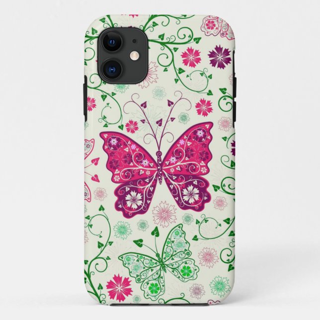 Colourful Butterflies And Flowers Pattern Case-Mate iPhone Case (Back)