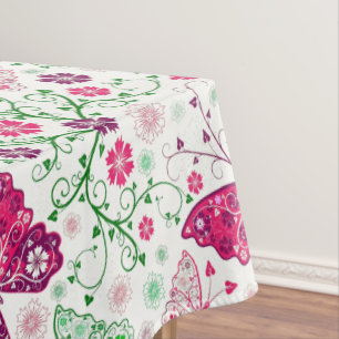 Colourful Butterflies And Flowers Pattern Tablecloth