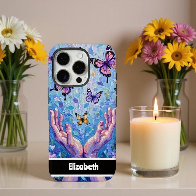 Colourful Butterflies and Hands Painted on Artisti Case-Mate iPhone Case (Creator Uploaded)