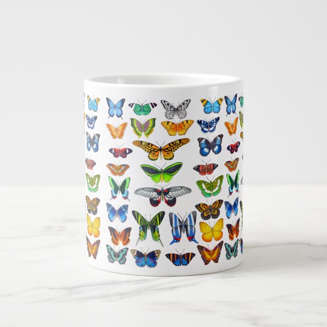 Colourful Butterflies and Moths Nature Art Large Coffee Mug (Front)