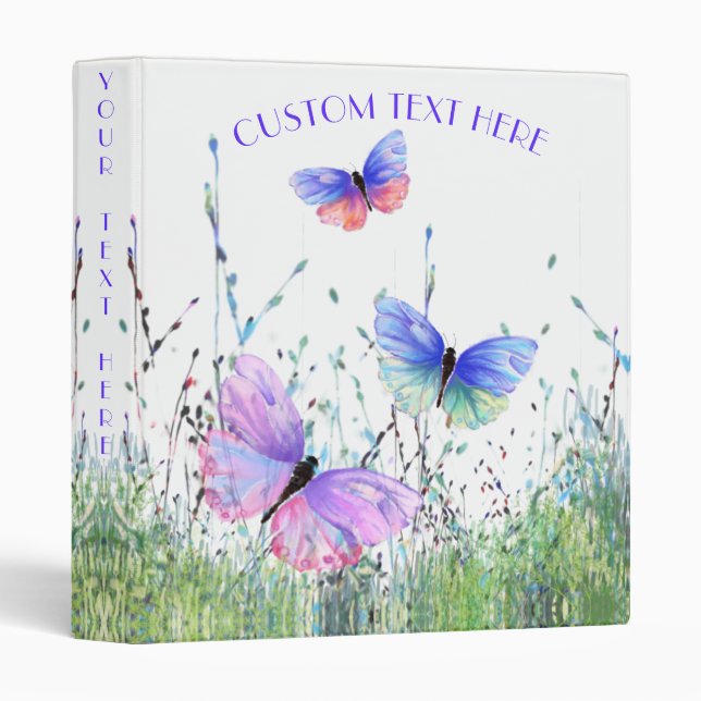 Colourful Butterflies Binder with Custom Text (Front/Spine)