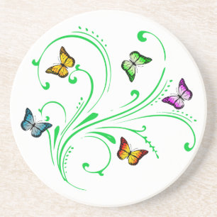 Colourful butterflies coaster