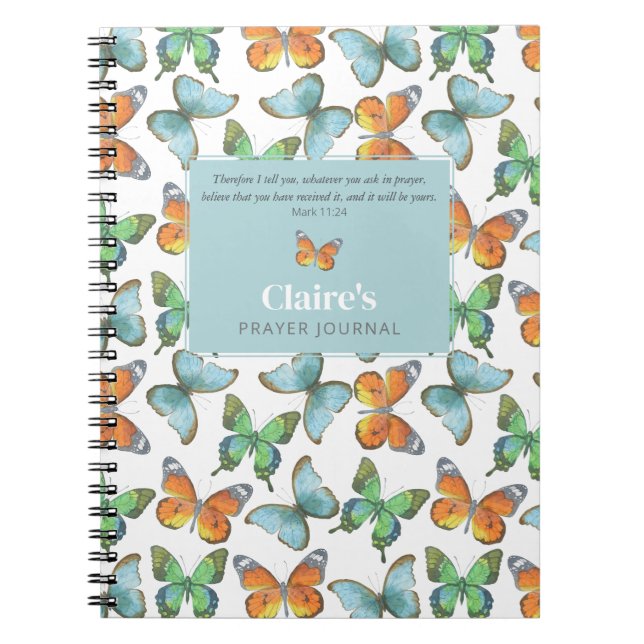 Colourful Butterflies Custom Prayer Journal (Front)