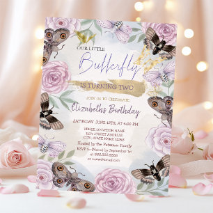 Colourful Butterflies Flowers Birthday Invitation