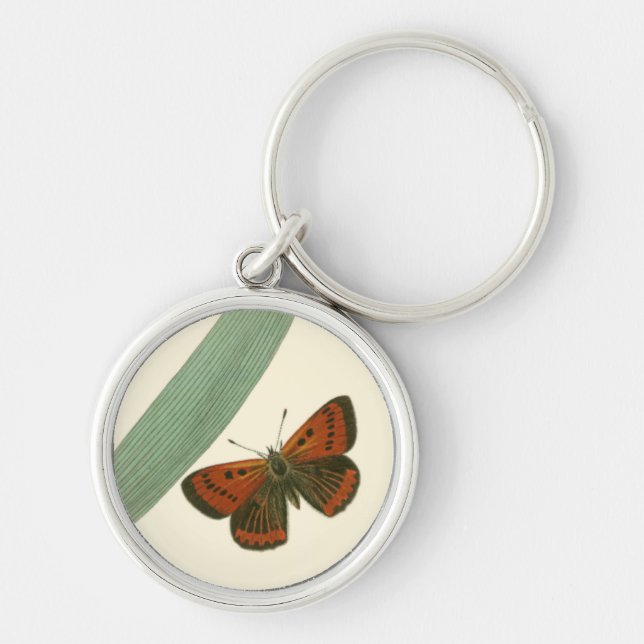 Colourful Butterflies Fluttering Around a Leaf Keychain (Front)