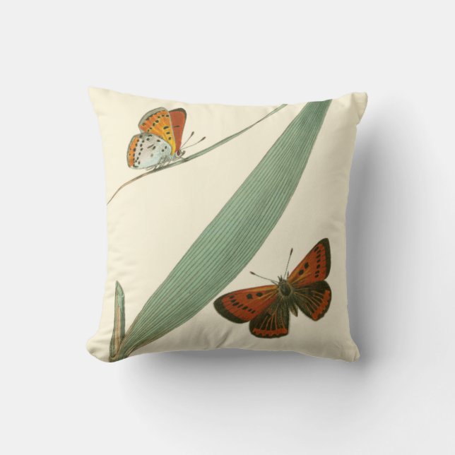 Colourful Butterflies Fluttering Around a Leaf Throw Pillow (Front)