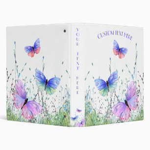 Colourful Butterflies Flying Binder Personalized