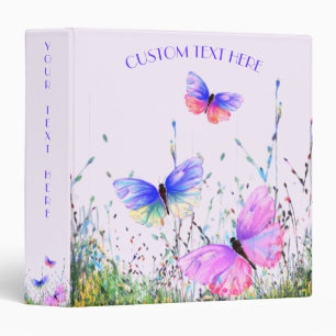 Colourful Butterflies Flying in Nature Binder