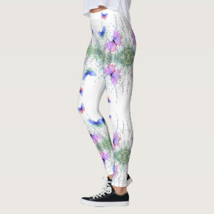 Colourful Butterflies Flying in Nature Leggings