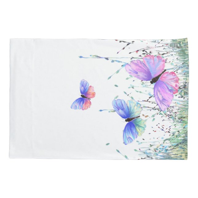 Colourful Butterflies Flying Pillow Case (Back)