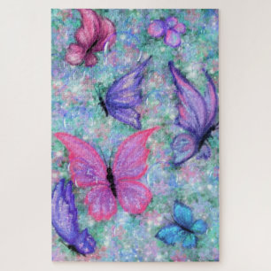 Colourful Butterflies Flying - Watercolor Jigsaw Puzzle
