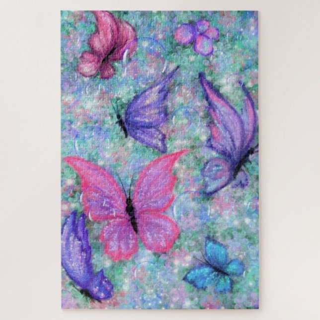 Colourful Butterflies Flying - Watercolor Jigsaw Puzzle (Vertical)