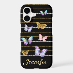 colourful butterflies gold lines personalized blac