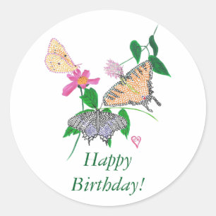 Colourful Butterflies Happy Birthday Stickers
