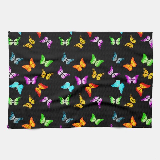 Colourful butterflies kitchen towel (Horizontal)