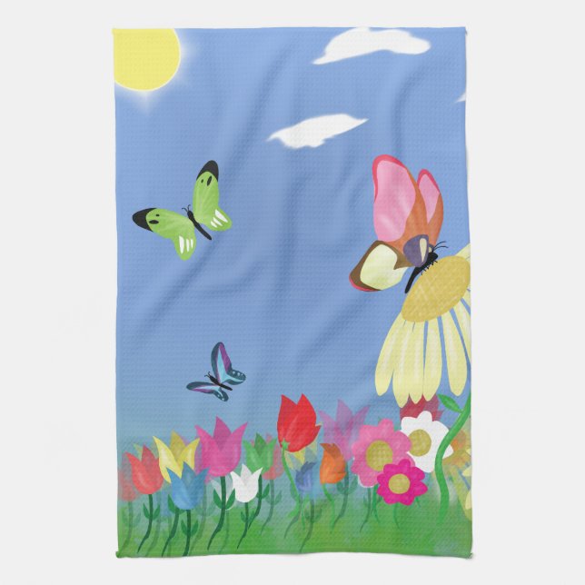 Colourful Butterflies Kitchen Towel (Vertical)