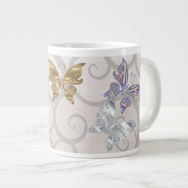 Colourful butterflies large coffee mug (Front Right)