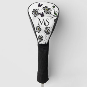 Colourful Butterflies on White Flowers Golf Head Cover