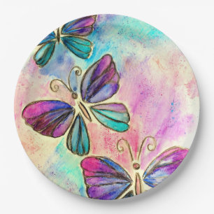 Colourful Butterflies Paper Plates