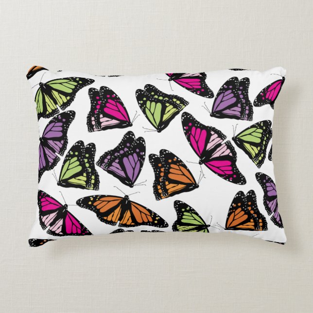 Colourful Butterflies Pattern Accent Pillow (Front)