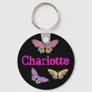 Colourful butterflies pattern add name keychain