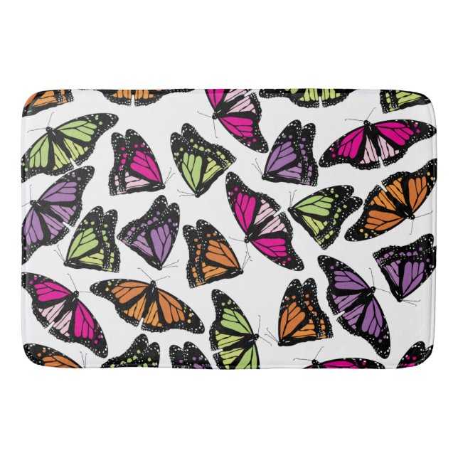 Colourful Butterflies Pattern Bath Mat (Front)