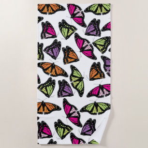 Colourful Butterflies Pattern Beach Towel