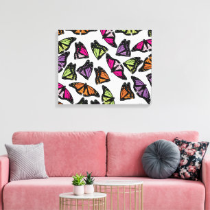Colourful Butterflies Pattern Canvas Print