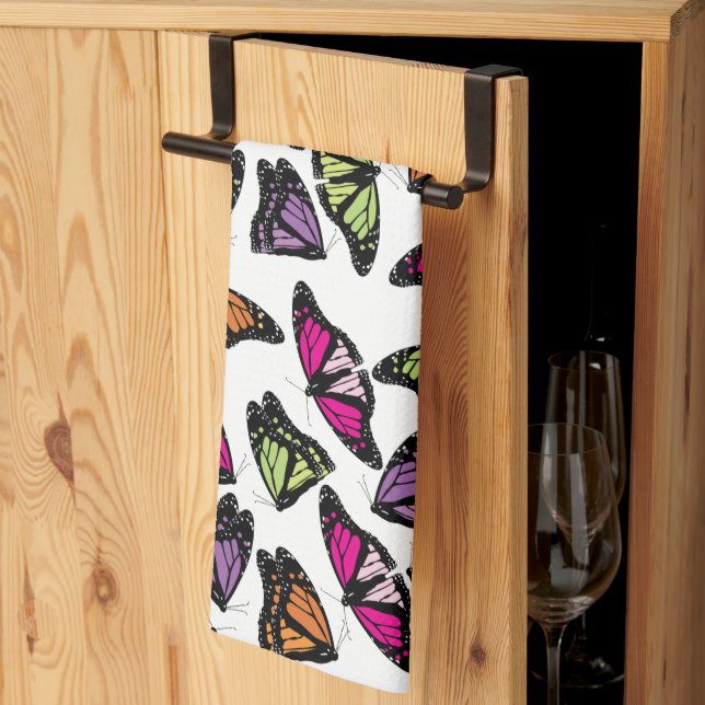Colourful Butterflies Pattern Kitchen Towel (Thirds Fold)