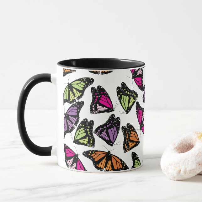 Colourful Butterflies Pattern Mug (With Donut)