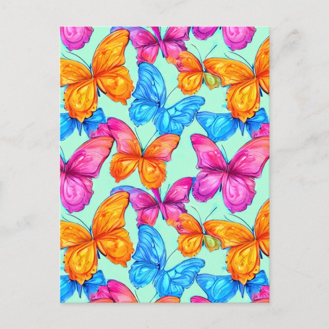 Colourful Butterflies Pattern  Postcard (Front)