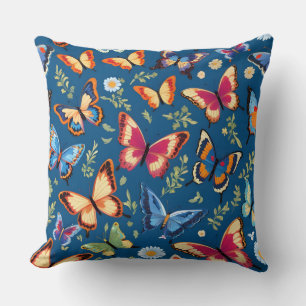 Colourful butterflies pattern throw pillow