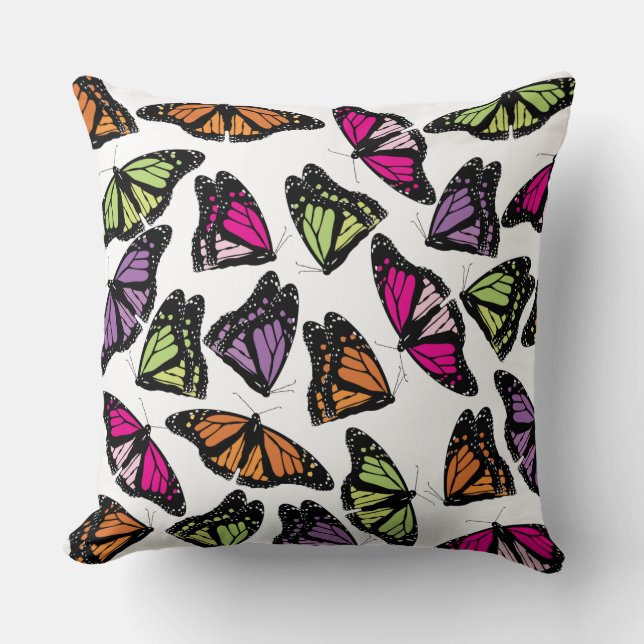 Colourful Butterflies Pattern Throw Pillow (Front)