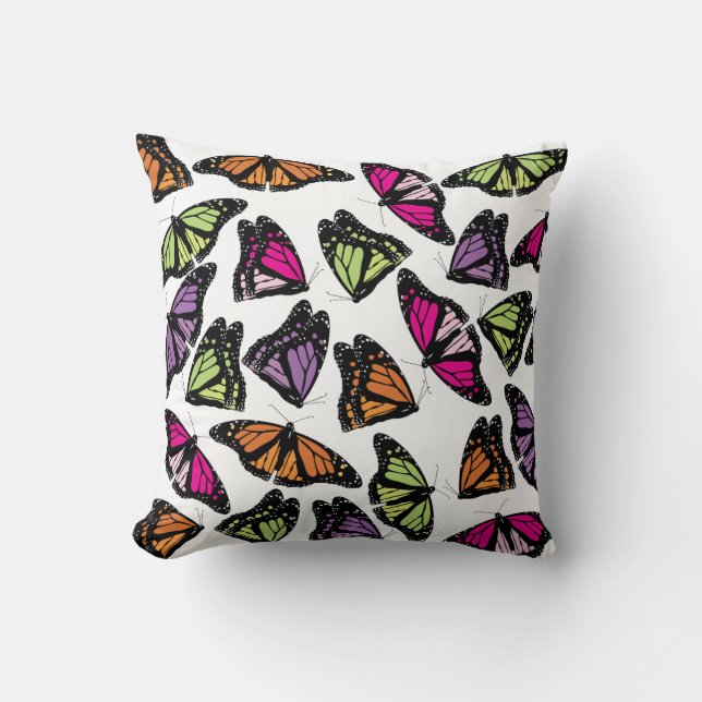 Colourful Butterflies Pattern Throw Pillow (Front)