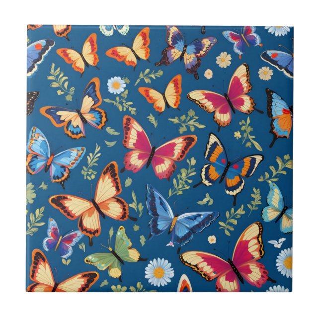 Colourful butterflies pattern tile (Front)