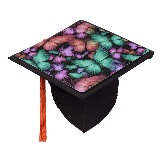 Colourful Butterflies Print Graduation Cap Topper (Angled)