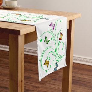 Colourful butterflies short table runner