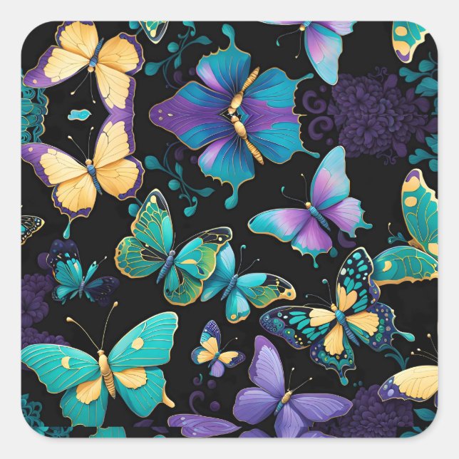 Colourful Butterflies  Square Sticker (Front)