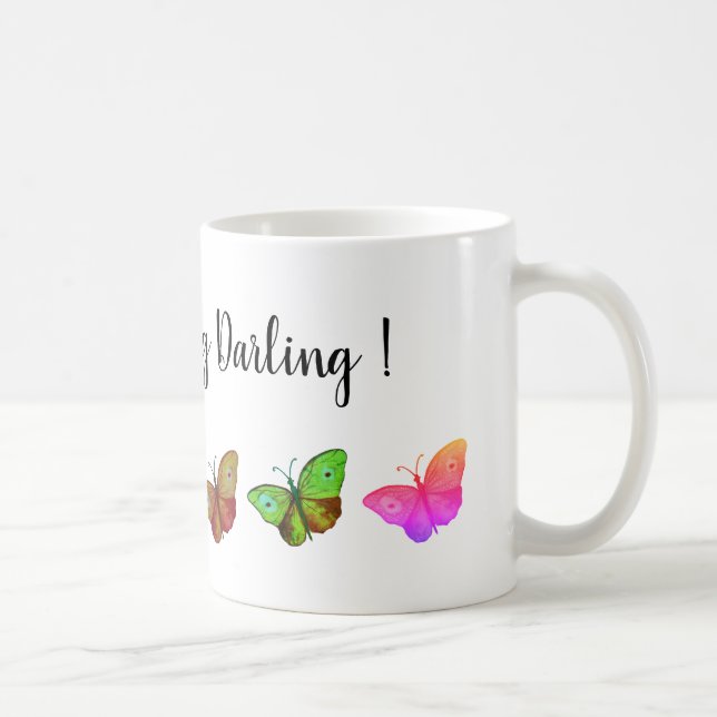 Colourful butterflies Text  Mug (Right)