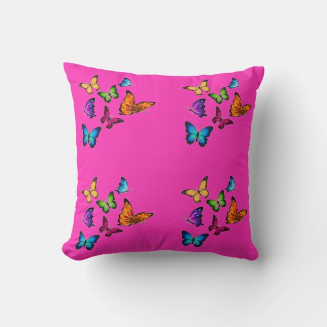 Colourful Butterflies Throw Pillow (Front)