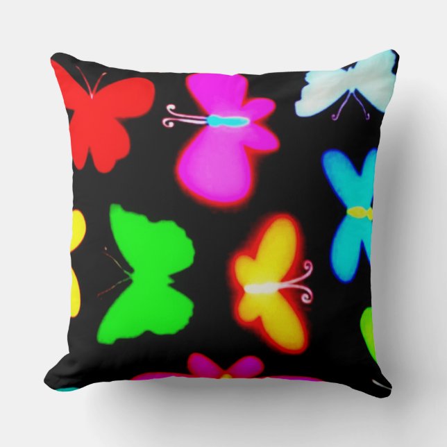 Colourful Butterflies Throw Pillow (Front)