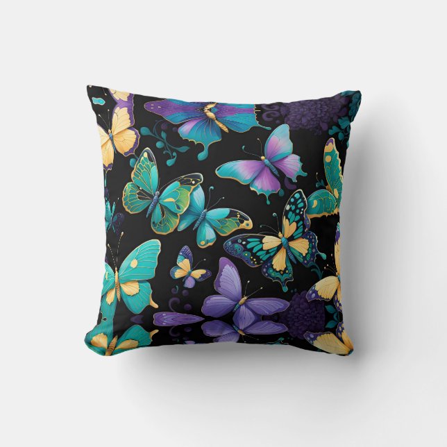 Colourful Butterflies Throw Pillow (Front)