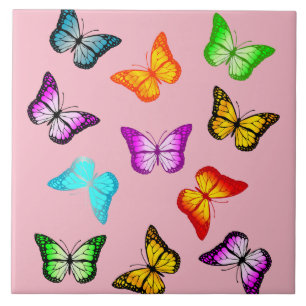 Colourful butterflies tile