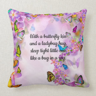 Colourful Butterflies with Good Night Baby Saying Throw Pillow