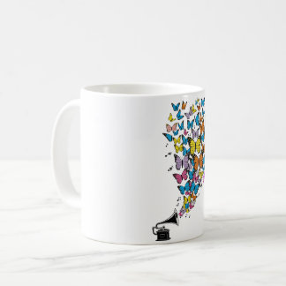 Colourful Butterflies with Gramophone Coffee Mug