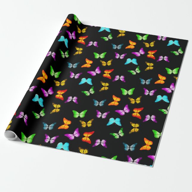 Colourful butterflies wrapping paper (Unrolled)