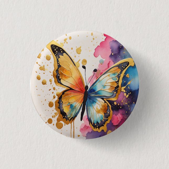 Colourful Butterfly 1 Inch Round Button (Front)
