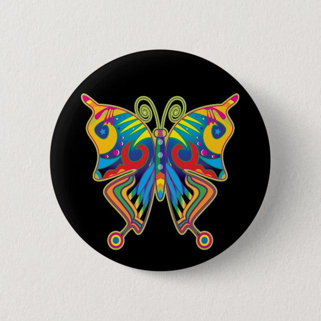 Colourful butterfly 2 inch round button (Front)