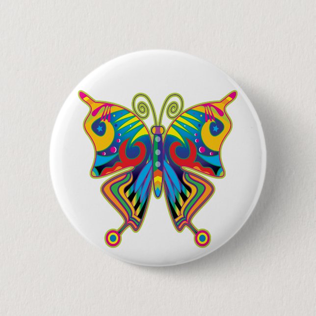 Colourful butterfly 2 inch round button (Front)