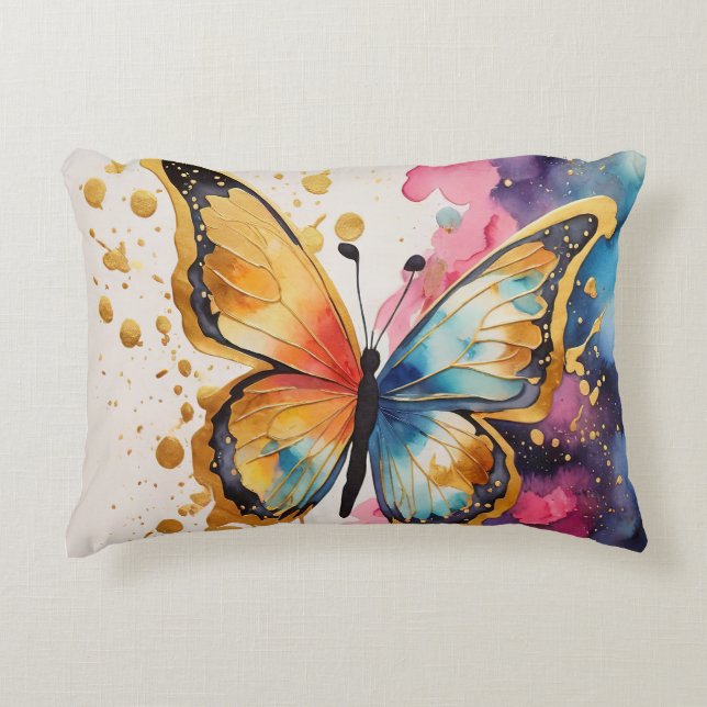 Colourful Butterfly Accent Pillow (Front)